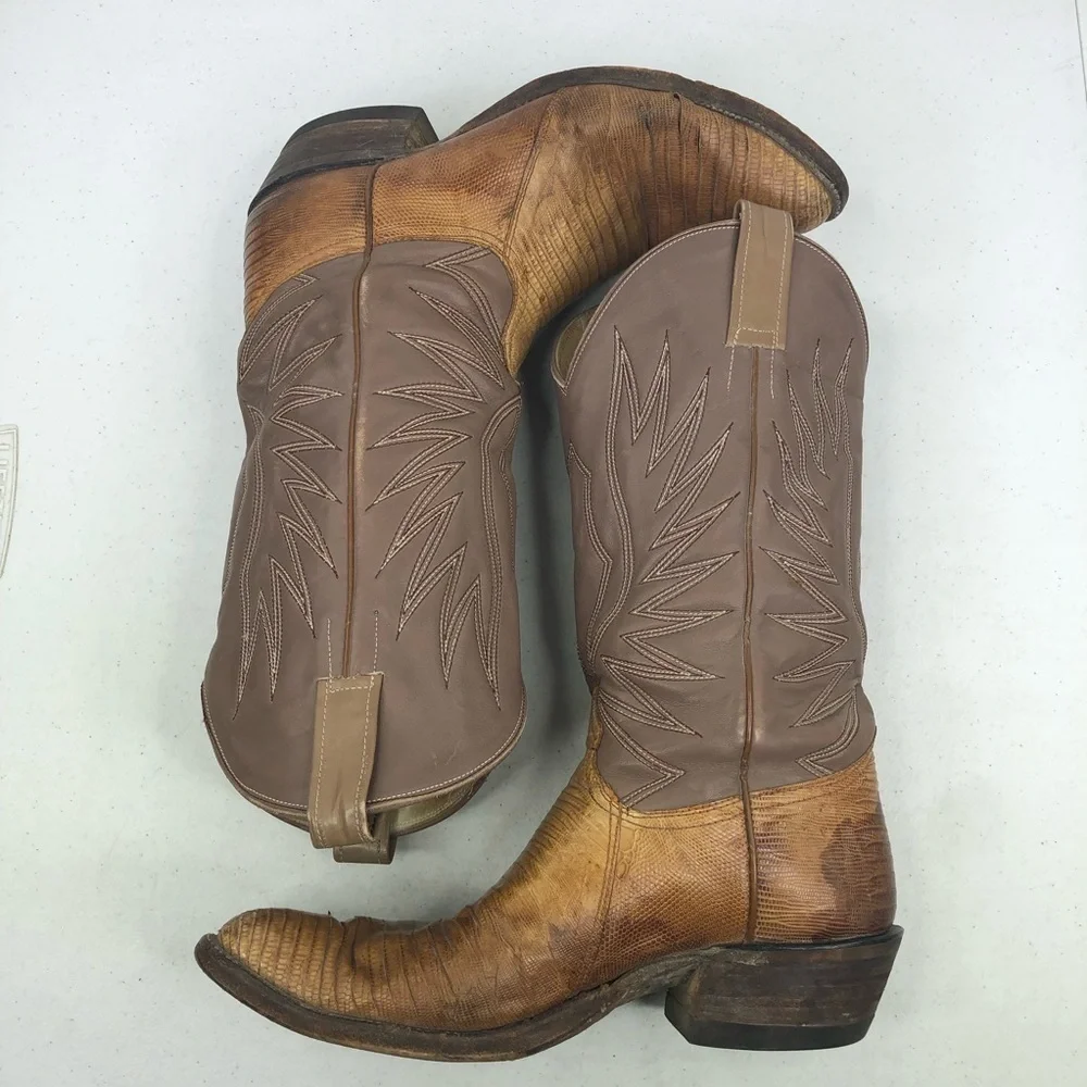 Jose Sanchez Lizard Leather Cowboy Western Boots